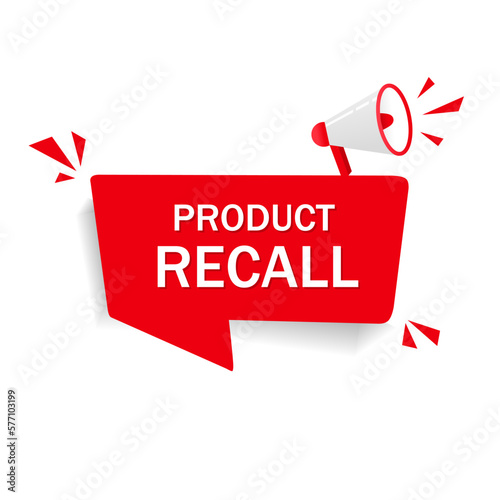 Banner Product recall megaphone icon. Banner design. Flat style vector illustration.