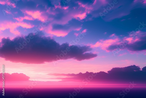 Light pink clouds in sunset blue sky - generative ai