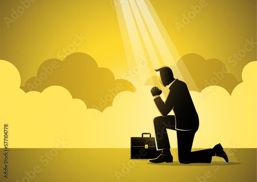 Vector illustration of businessman praying photo