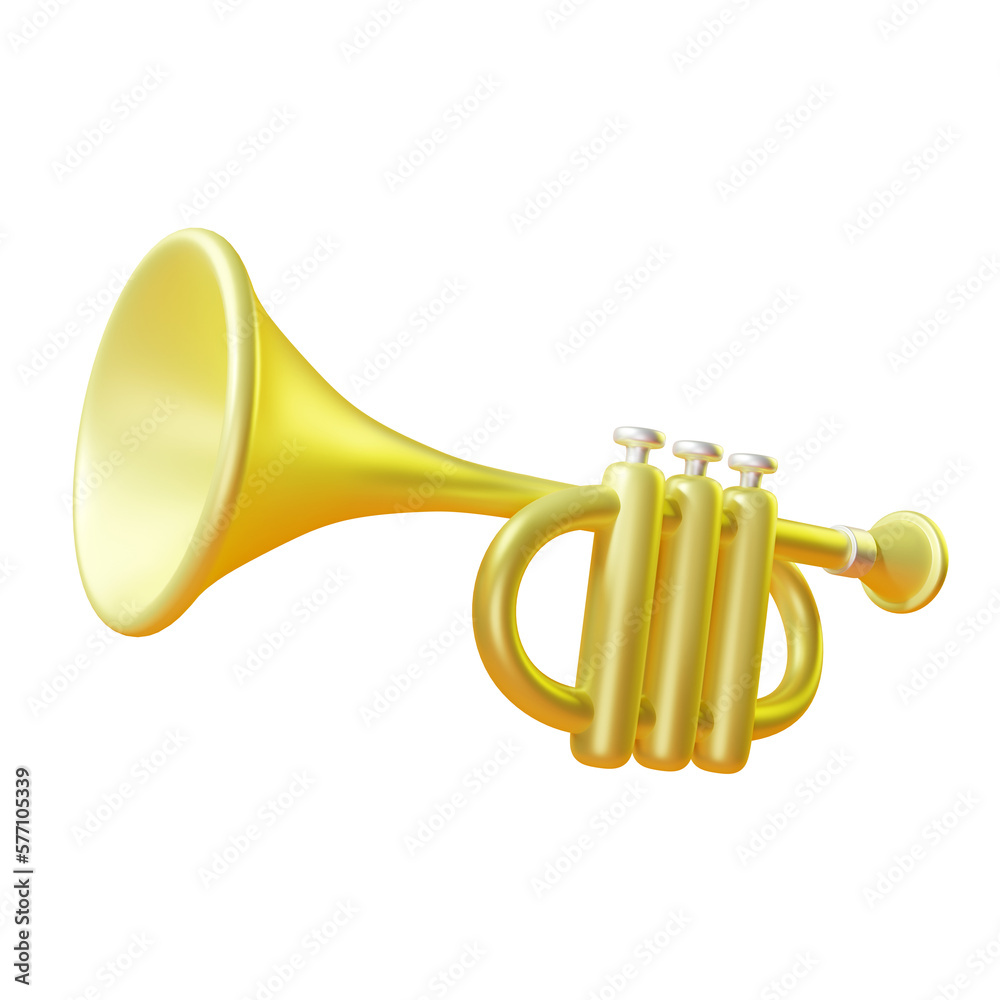 Obraz premium Gold trumpet or speaker 3d render