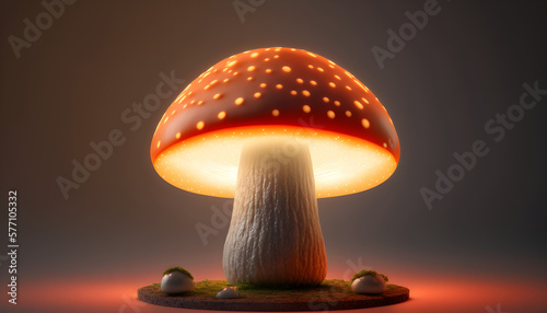 Amanita muscaria fly agaric mushroom lamp, Generative AI photo