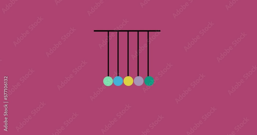 Newton’s cradle 4k resolution animation. Newton’s cradle on pink