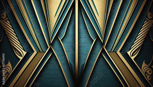 abstract luxury background, blue and gloden design wallpaper, generative ai