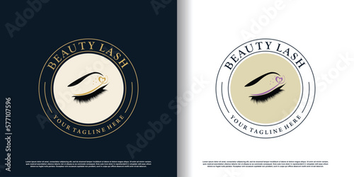 eyelash logo design template with creative and unique style concept premium vector