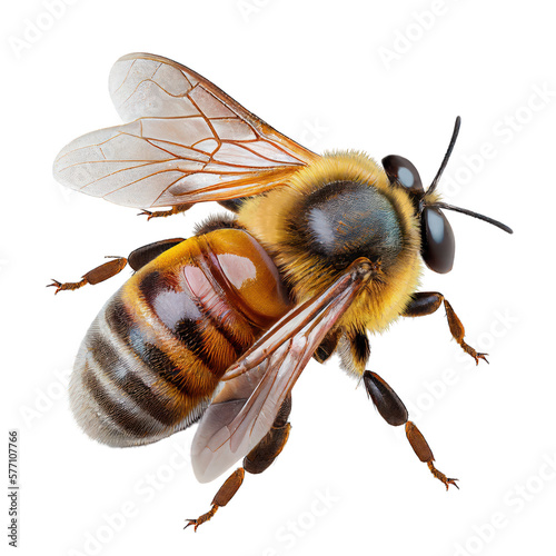 bee walk toward , isolated on transparent background cutout , generative ai