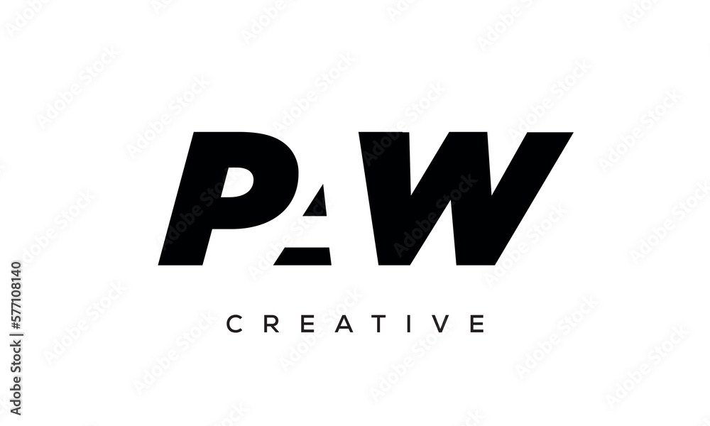 PAW letters negative space logo design. creative typography monogram vector
