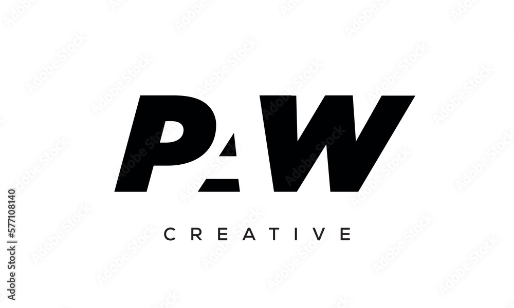 PAW letters negative space logo design. creative typography monogram vector PAW letters negative space logo design. creative typography monogram vector