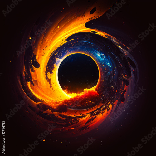 An image of black hole in space. Generative AI.