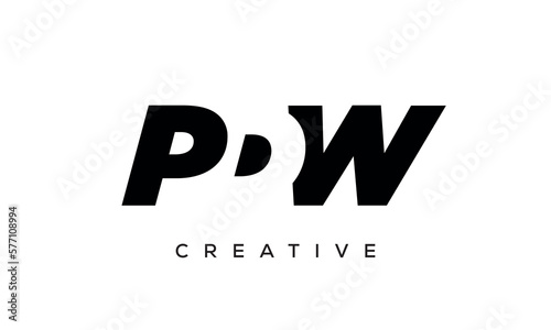 PDW letters negative space logo design. creative typography monogram vector
