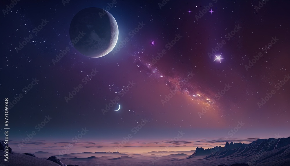  a view of a distant planet with a distant star in the sky and a distant star in the sky with a distant star in the sky.  generative ai