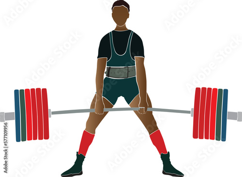 male athlete powerlifter deadlift in powerlifting color silhouette