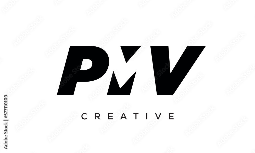 PMV letters negative space logo design. creative typography monogram vector PMV letters negative space logo design. creative typography monogram vector