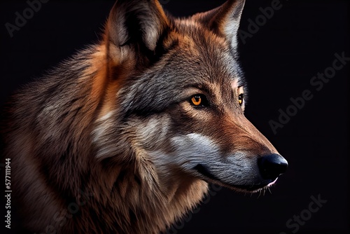 The Powerful Carnivore  A Closeup View of a Wild Wolf in Its Natural Habitat  Generative AI