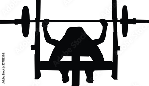 female athlete powerlifter bench press black silhouette