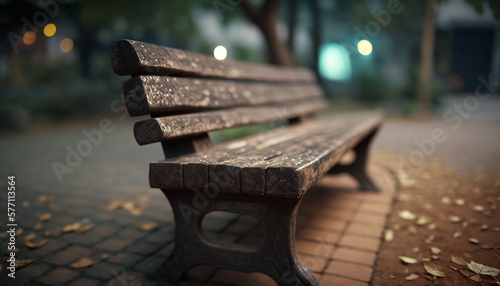 Wallpaper Mural wooden park benches in the park, aesthetic empty wood bench. empty seat summer day park. nobody on a wooden bench. bench park green and yellow grass background. empty park seat bokeh Torontodigital.ca