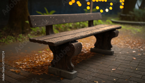 Wallpaper Mural wooden park benches in the park, aesthetic empty wood bench. empty seat summer day park. nobody on a wooden bench. bench park green and yellow grass background. empty park seat bokeh Torontodigital.ca