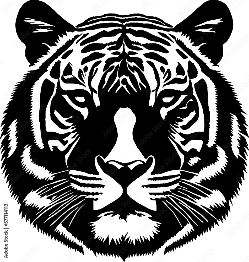 Tiger, black color, vector.
