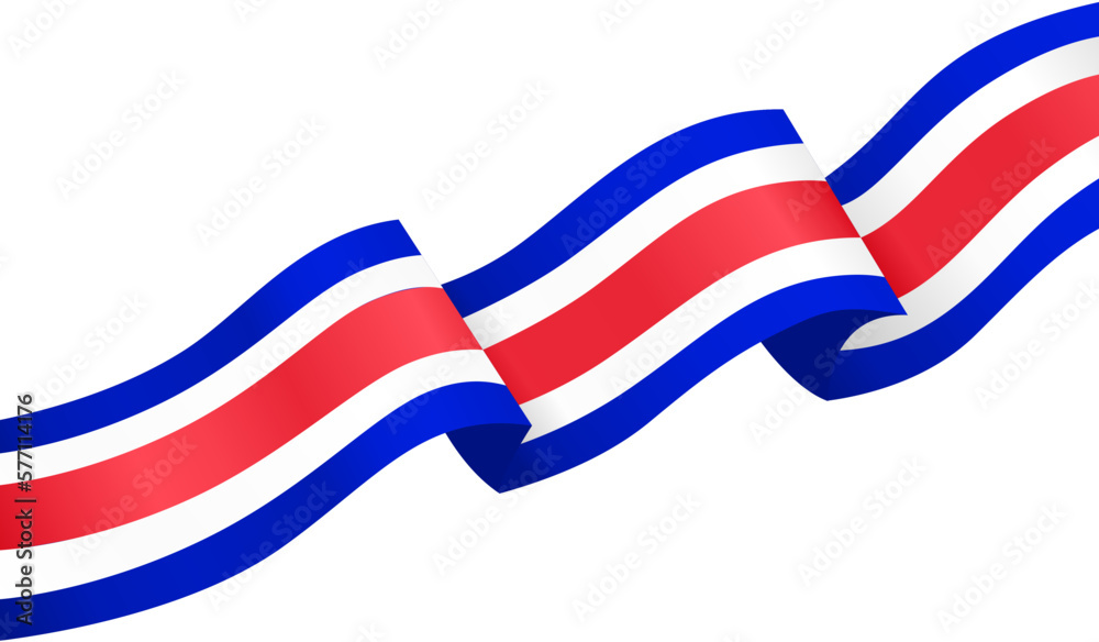 Fototapeta premium Costa Rica flag wave isolated on png or transparent background