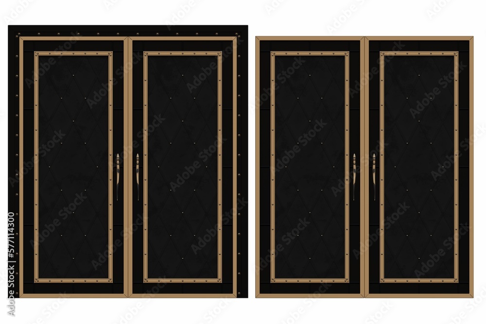Fototapeta premium interior doors isolated on white background, interior furniture, 3D illustration, cg render