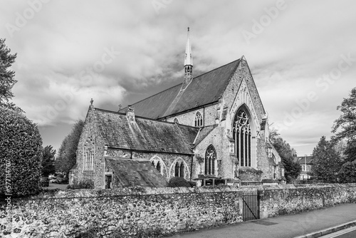 Parish church of the Holy Trinity in Winchester, Hampshire, England, UK in black and white