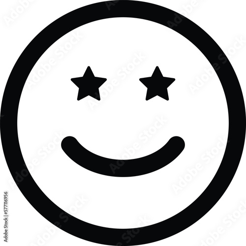Happy icon with stars . Superstar emoticon with starry eyes . Vector illustration