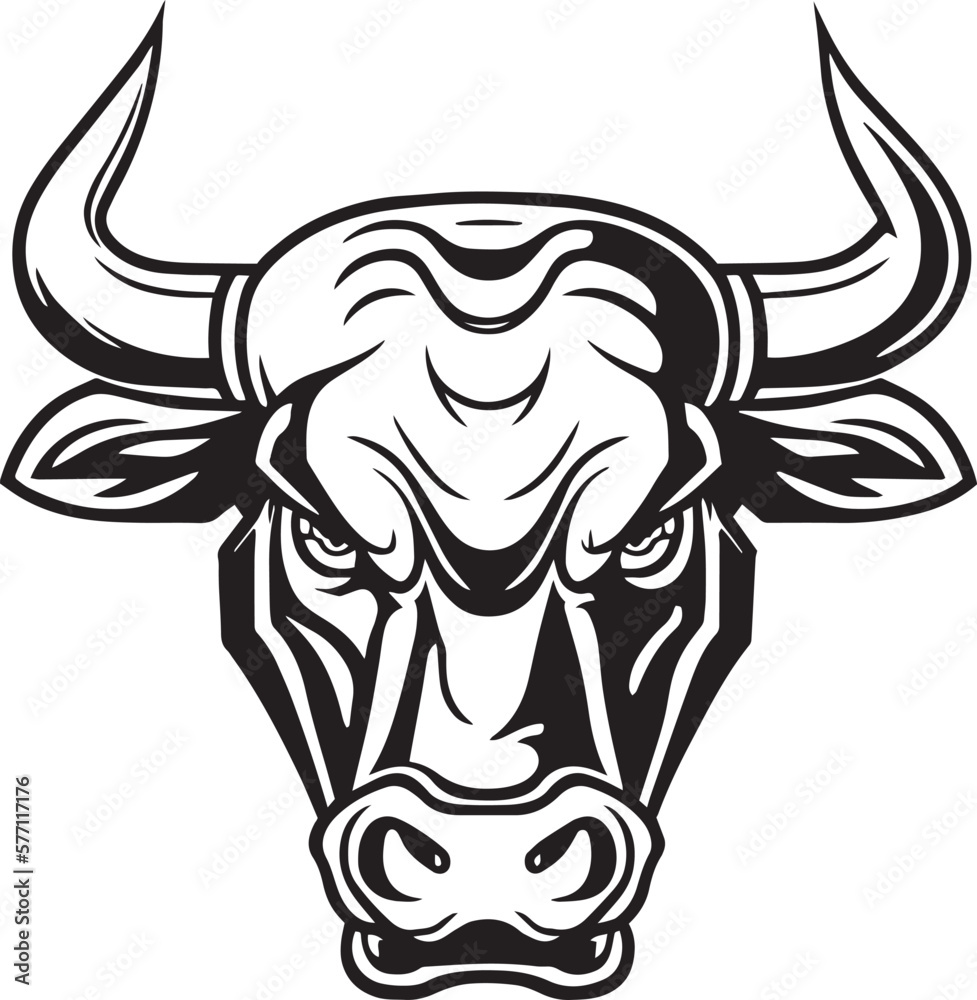 Bull head Vector illustration, on a white background, SVG