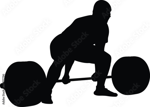 powerlifter exercise deadlift heavy weight black silhouette