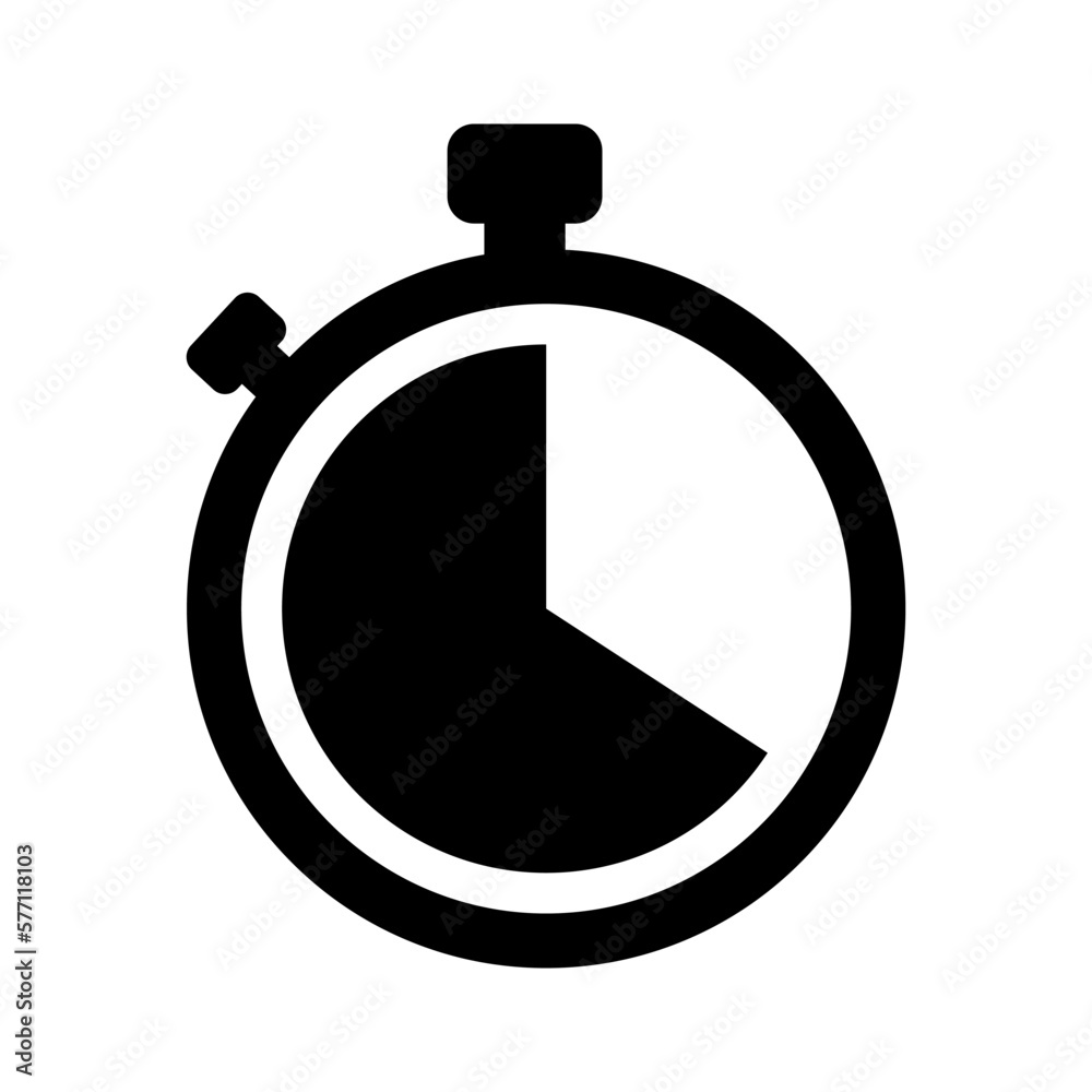 Stopwatch sign icon symbol vector illustration, black stopwatch symbol