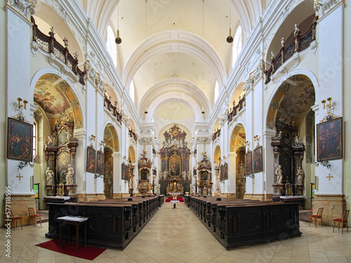 Obraz na płótnie Hradec Kralove, Czech Republic. Interior of Church of the Assumption of the Blessed Virgin Mary. The church was built in 1654-1666 by design of the Jesuit monk and architect Carlo Lurago. w salonie