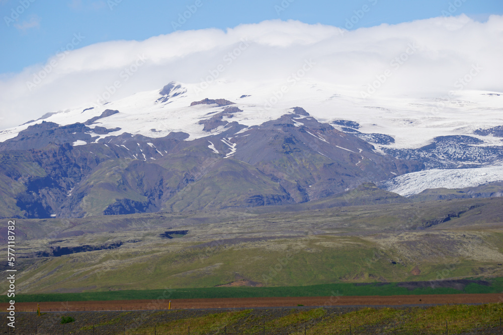 Mountains covered with snow in Iceland