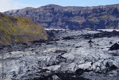 Solheimajokull glacier in Iceland in summer