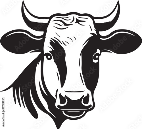 Cow head logo icon Vector Illustration, on a white background, SVG