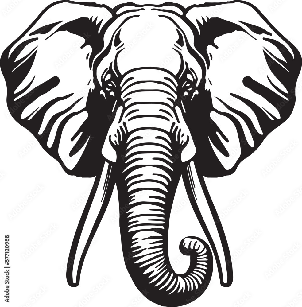 custom made wallpaper toronto digitalElephant head Vector illustration, on a white background, SVG
