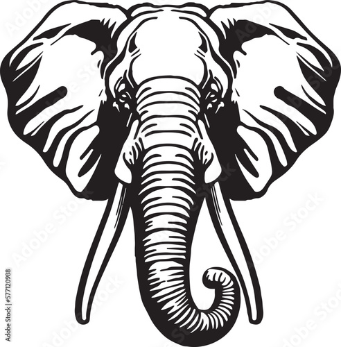 Elephant head Vector illustration, on a white background, SVG