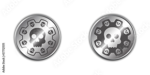Gear icon with skull sign. Vector illustration.