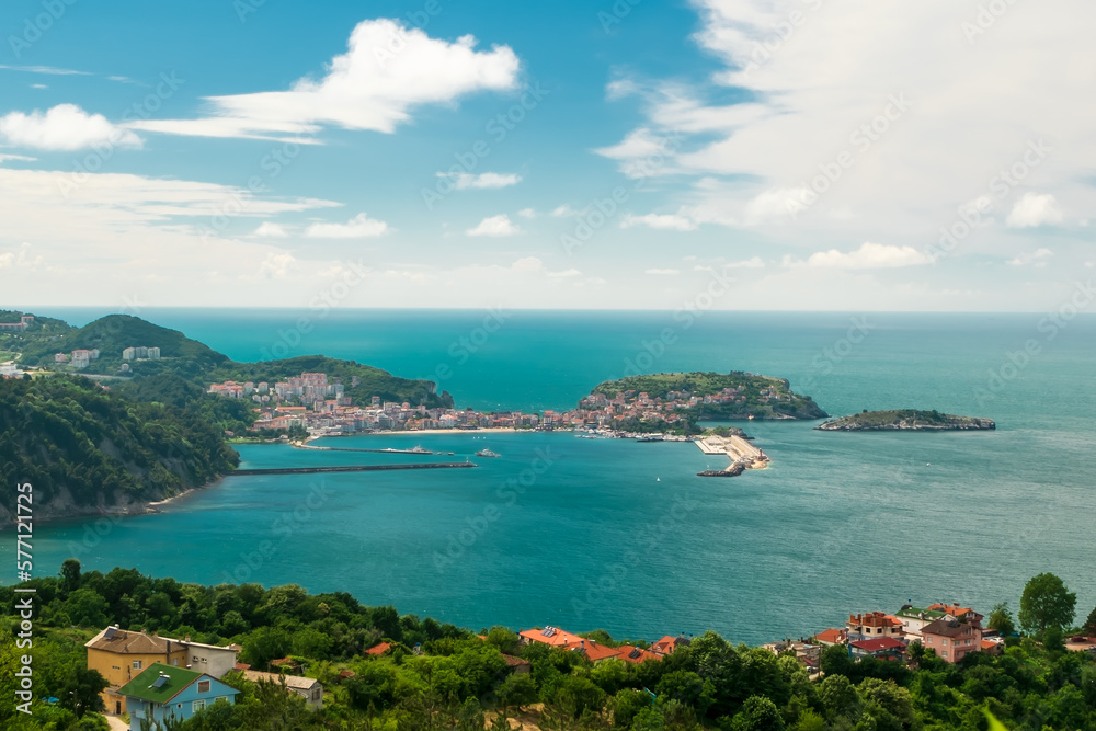 General view of Amasra on the Black Sea coast on a cloudy day