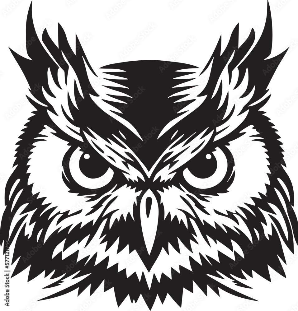 Obraz premium Owl head Vector illustration, on a white background,SVG