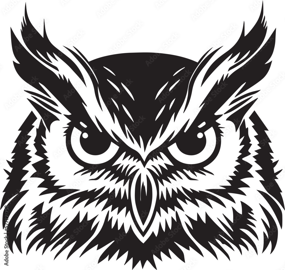 Owl head Vector illustration, on a white background,SVG