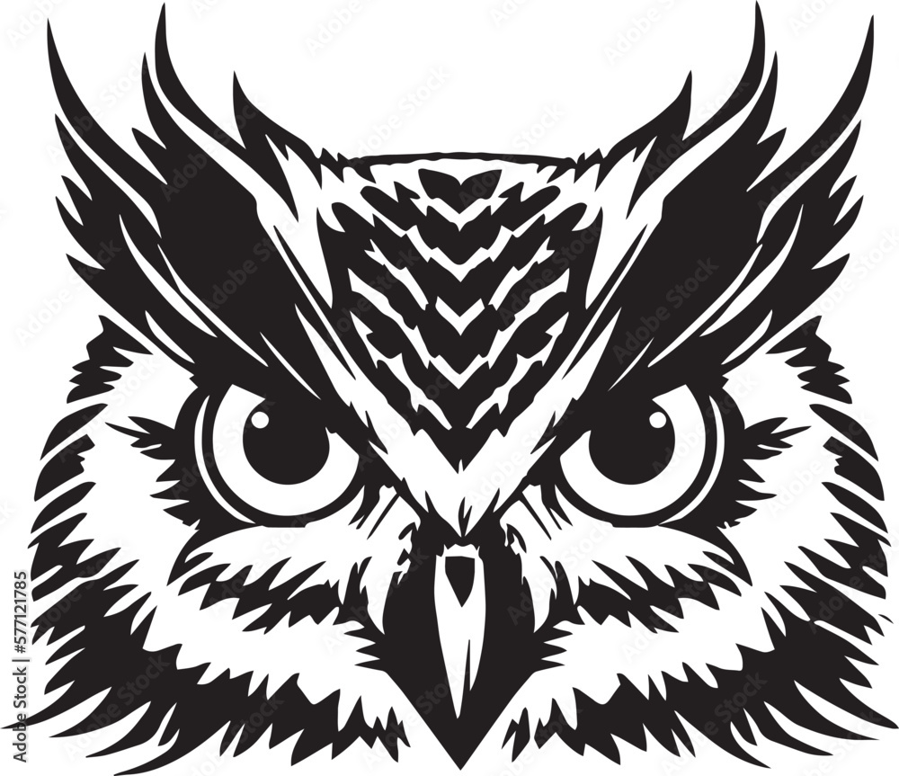 Obraz premium Owl head Vector illustration, on a white background,SVG
