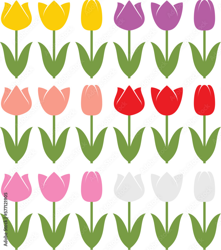Obraz premium vector set of colorful tulip