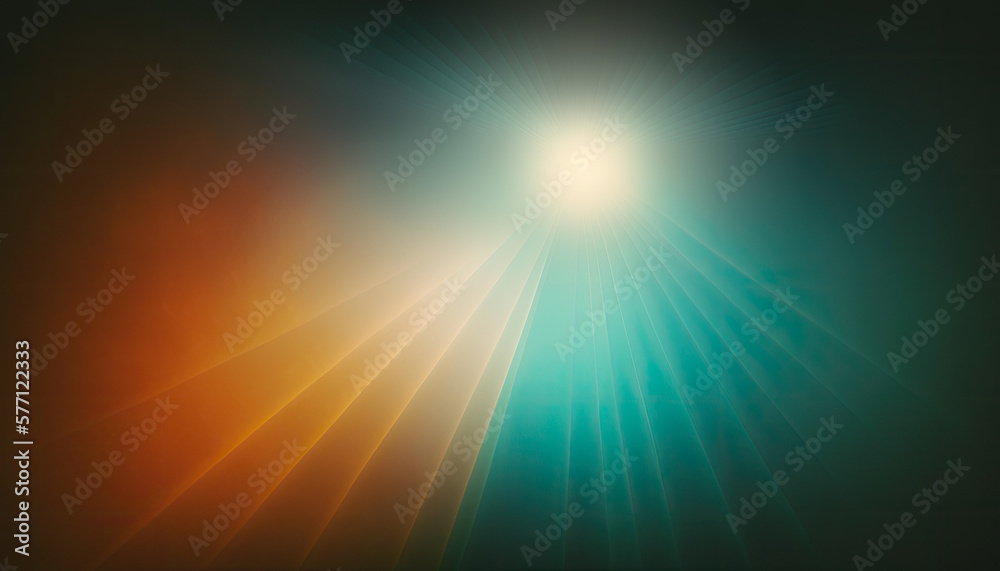 Simple background, teal and orange, light rays, made with Generative AI