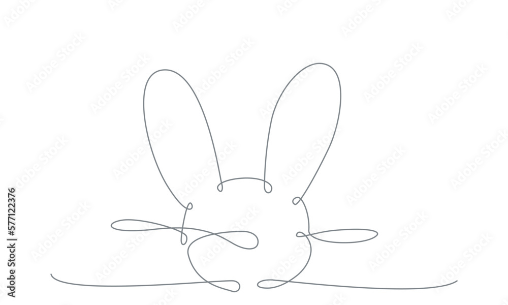 Easter bunny continues line hand draw element. Vector stock illustration minimalism design isolated on white background. Editable stroke single line. 