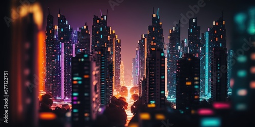 Futuristic Skyscrapers  Billboards  Generative AI
