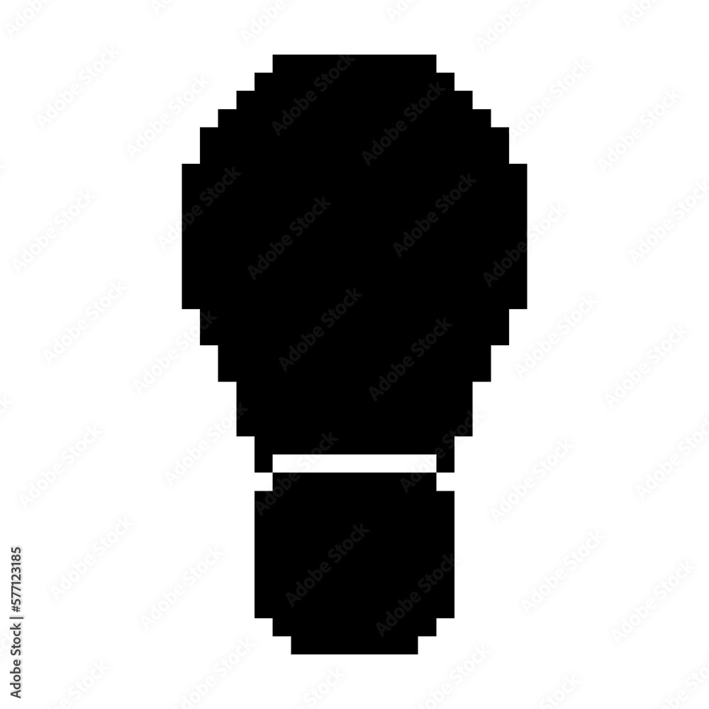 Light bulb, energy, thinking icon black-white vector pixel art icon Light bulb, energy, thinking icon black-white vector pixel art icon