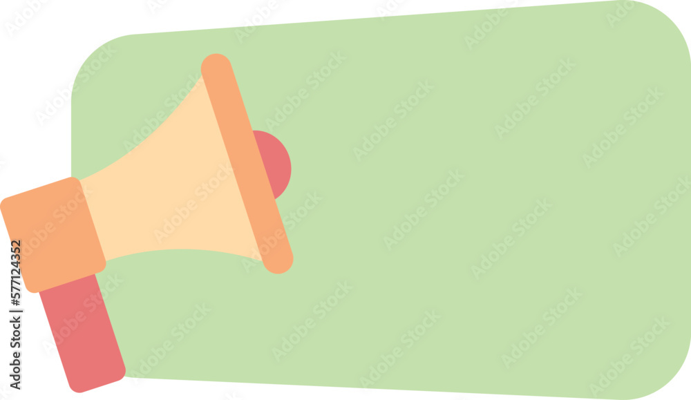 Megaphone with banner icon in cartoon style on a white background