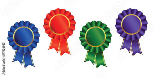 ribbon award pennants with gold accents set