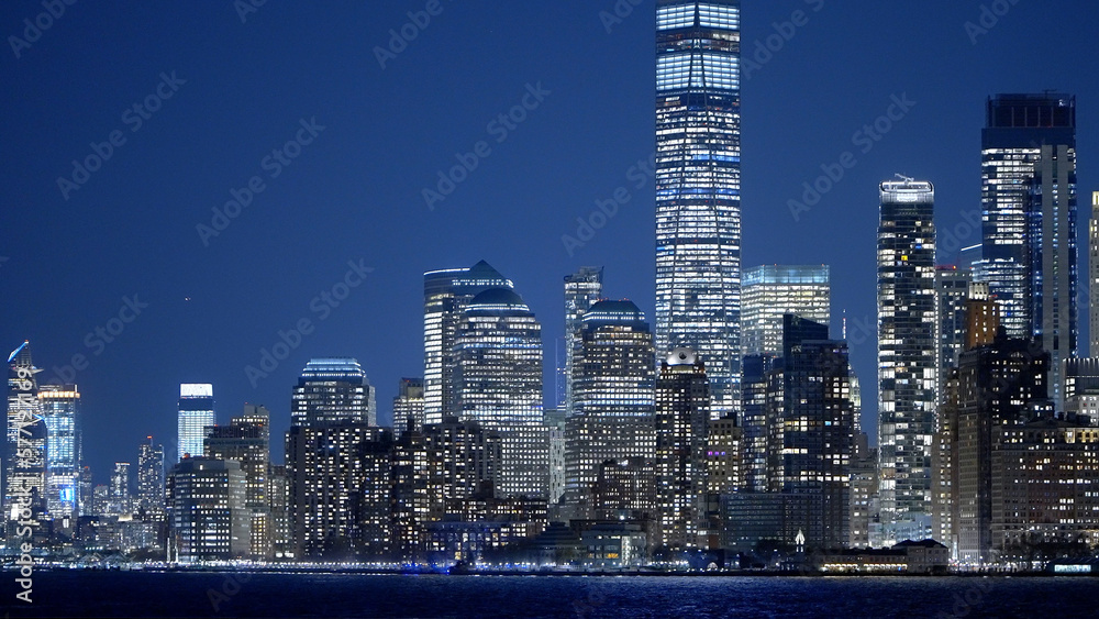 The modern office skycrapers of Downtown Manhattan at night - travel photography The modern office skycrapers of Downtown Manhattan at night - travel photography