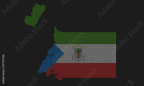 Fototapeta Naklejka Na Ścianę i Meble -  Equatorial Guinea dotted map flag with grunge texture in mosaic dot style. Abstract pixel vector illustration of a country map with halftone effect for infographic. 
