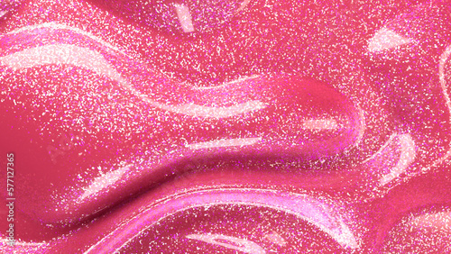 Glitter pink cream cosmetic smooth perfect neon rose lip gloss background soft plastic texture wave