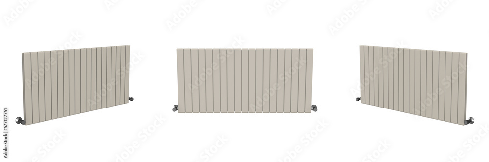 modern radiator on transparent background, left, front and right view (3d render) modern radiator on transparent background, left, front and right view (3d render)